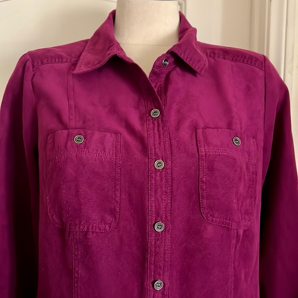 Croft & Barrow~2~Button Front Shirts / Green & Raspberry - Picture 6 of 16